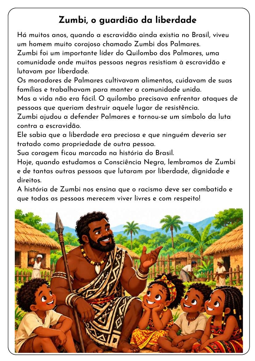 Textos sobre Consciência Negra para Educação Infantil exercício educativo página 9